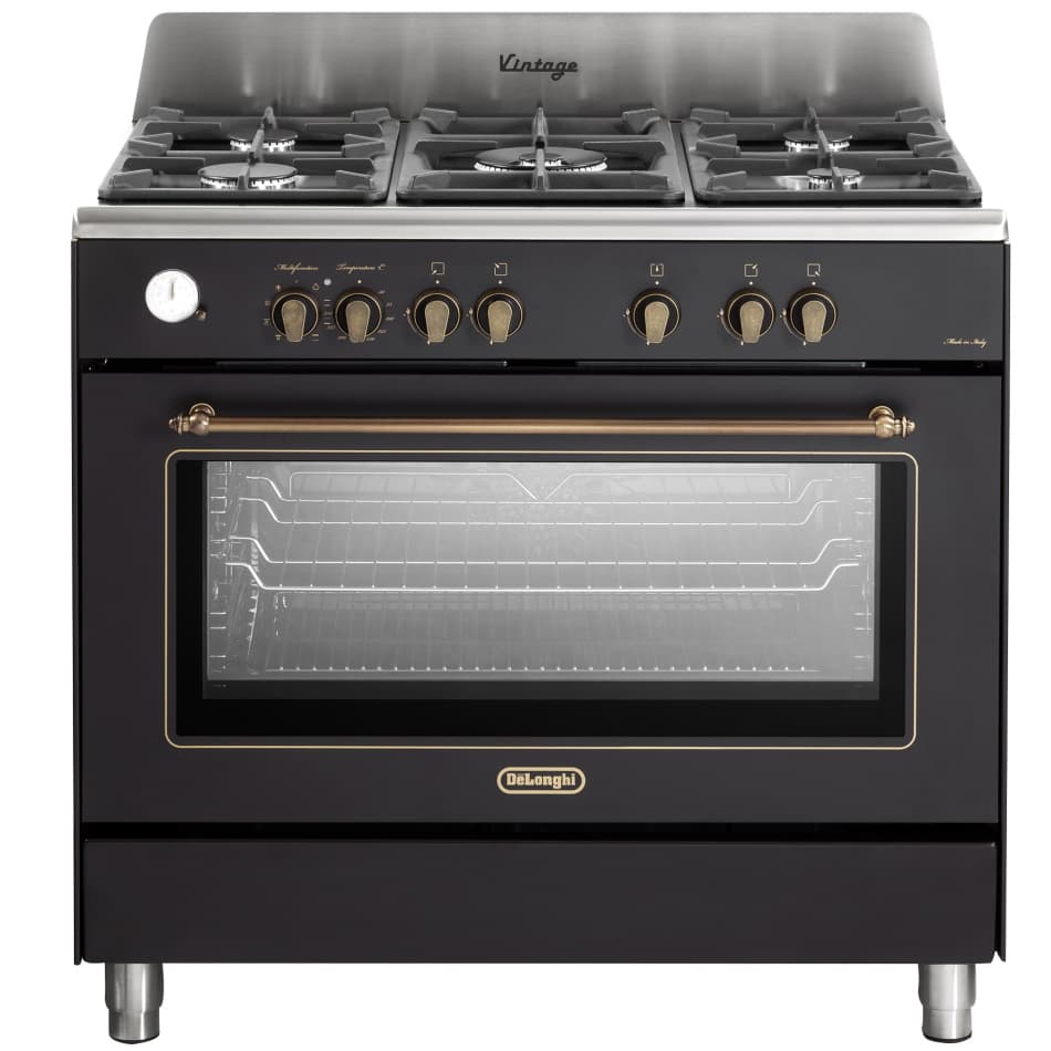 תנור משולב כיריים גז - 5 להבות Delonghi דלונגי PEMA965C-IL שחור