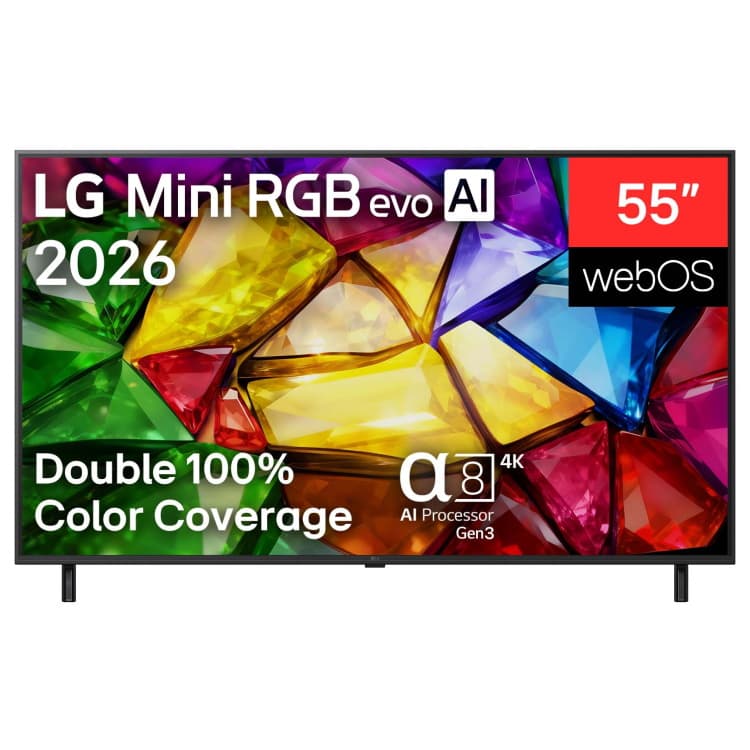 טלוויזיה חכמה 55" LG 4K Mini RGB אל ג'י 55MRGB85B6C