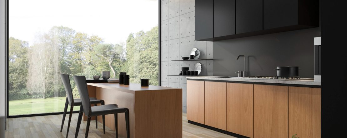 3d-rendering-modern-black-kitchen-with-wood-built